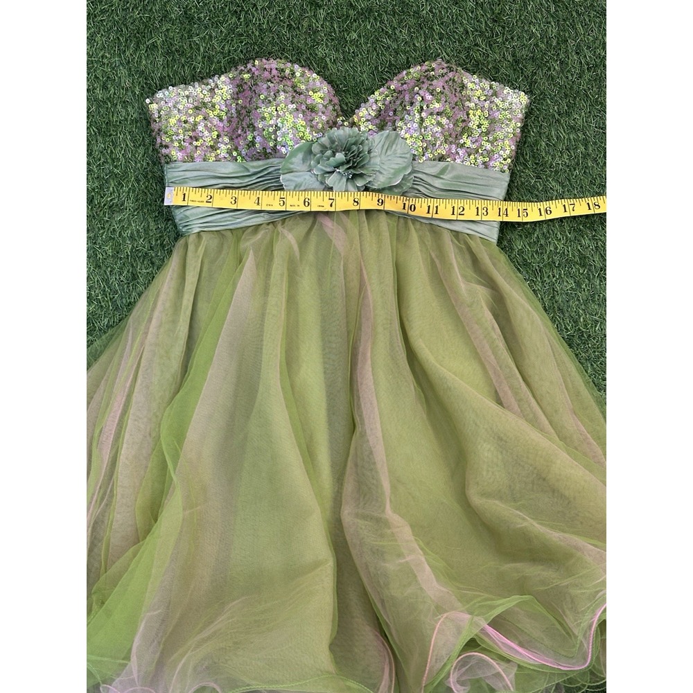BG Haute Mini Dress Women Size‎ 6 Pink Green Formal Fairy Homecoming Tulle Y2K - Picture 11 of 12